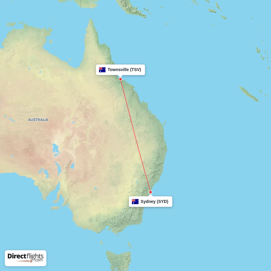 SYD - TSV route map
