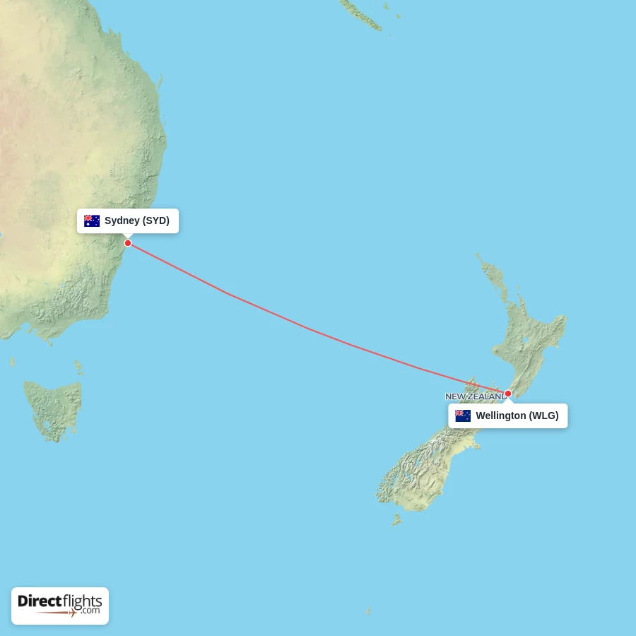 SYD - WLG route map