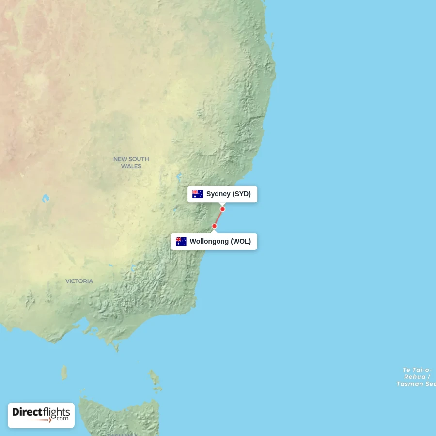 SYD - WOL route map