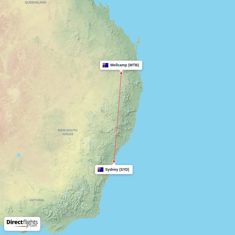 SYD - WTB route map