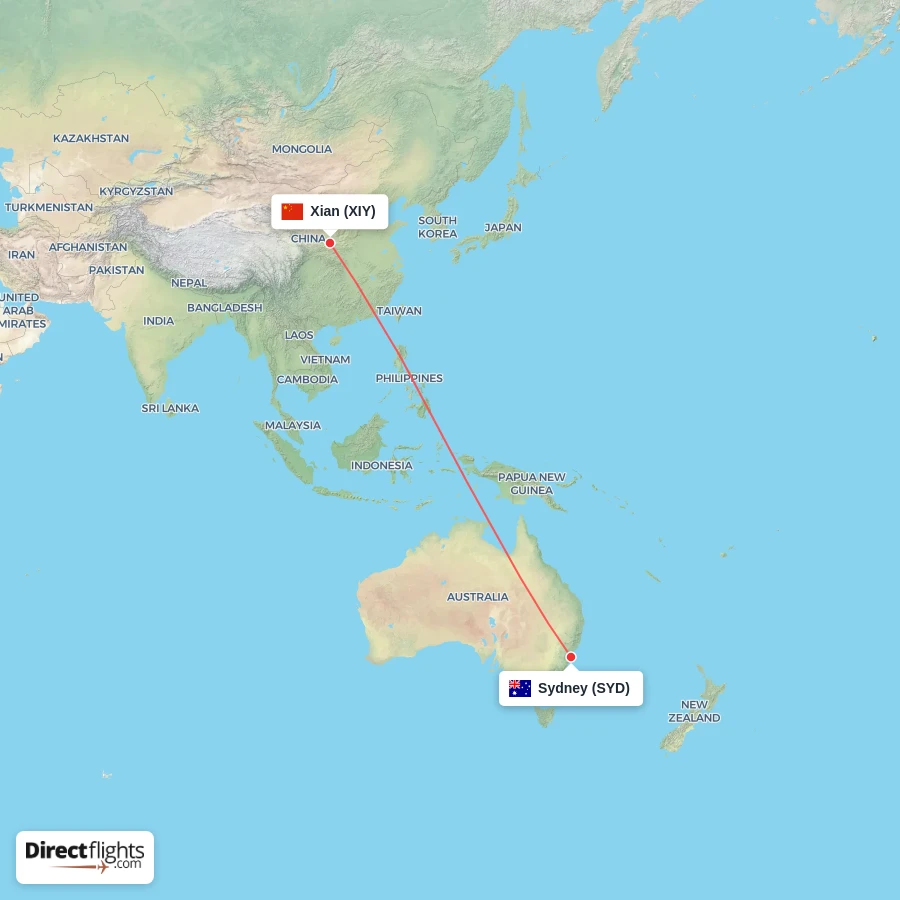 SYD - XIY route map