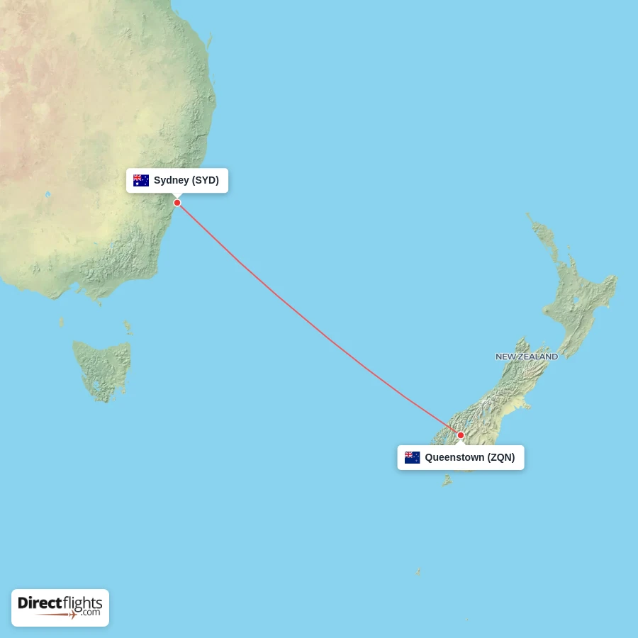 SYD - ZQN route map