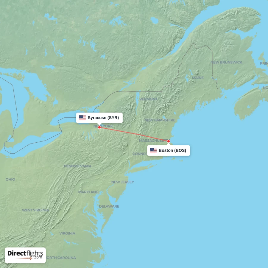 SYR - BOS route map