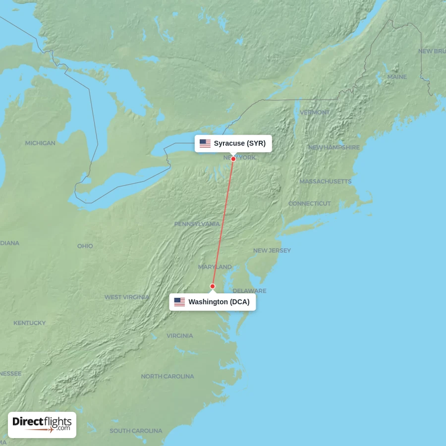 SYR - DCA route map