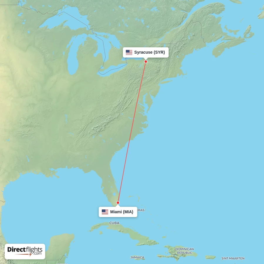 SYR - MIA route map