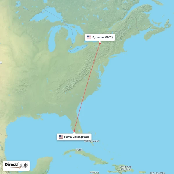 Syracuse - Punta Gorda direct flight map