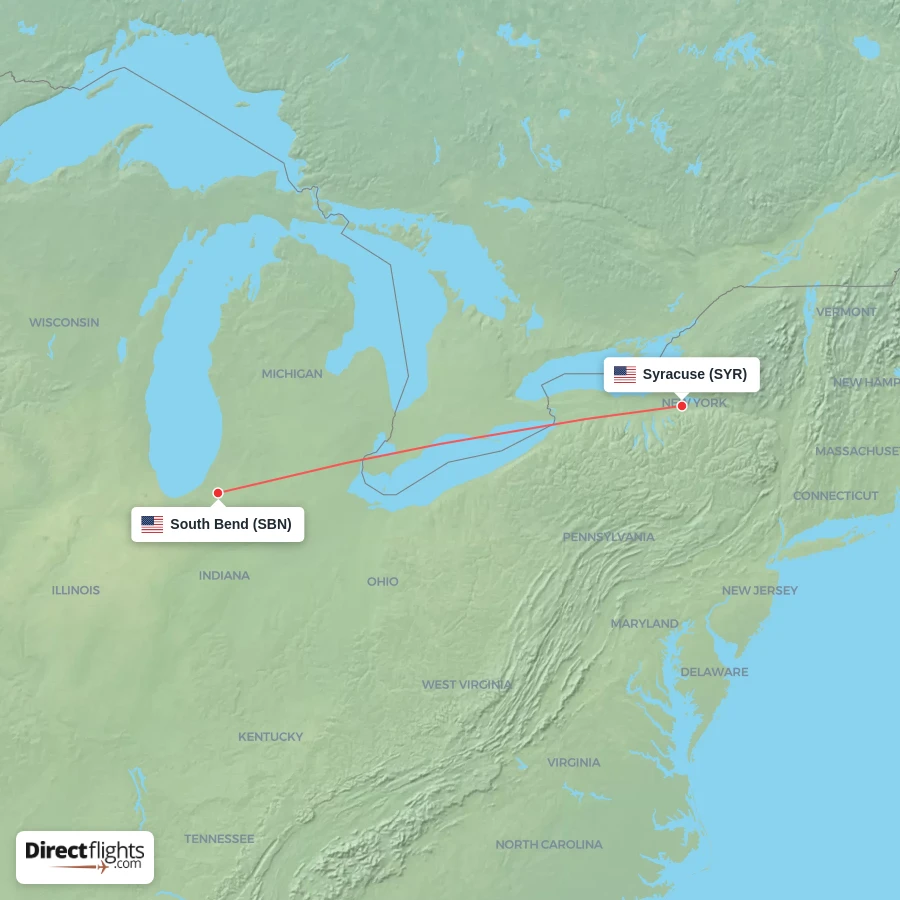 SYR - SBN route map
