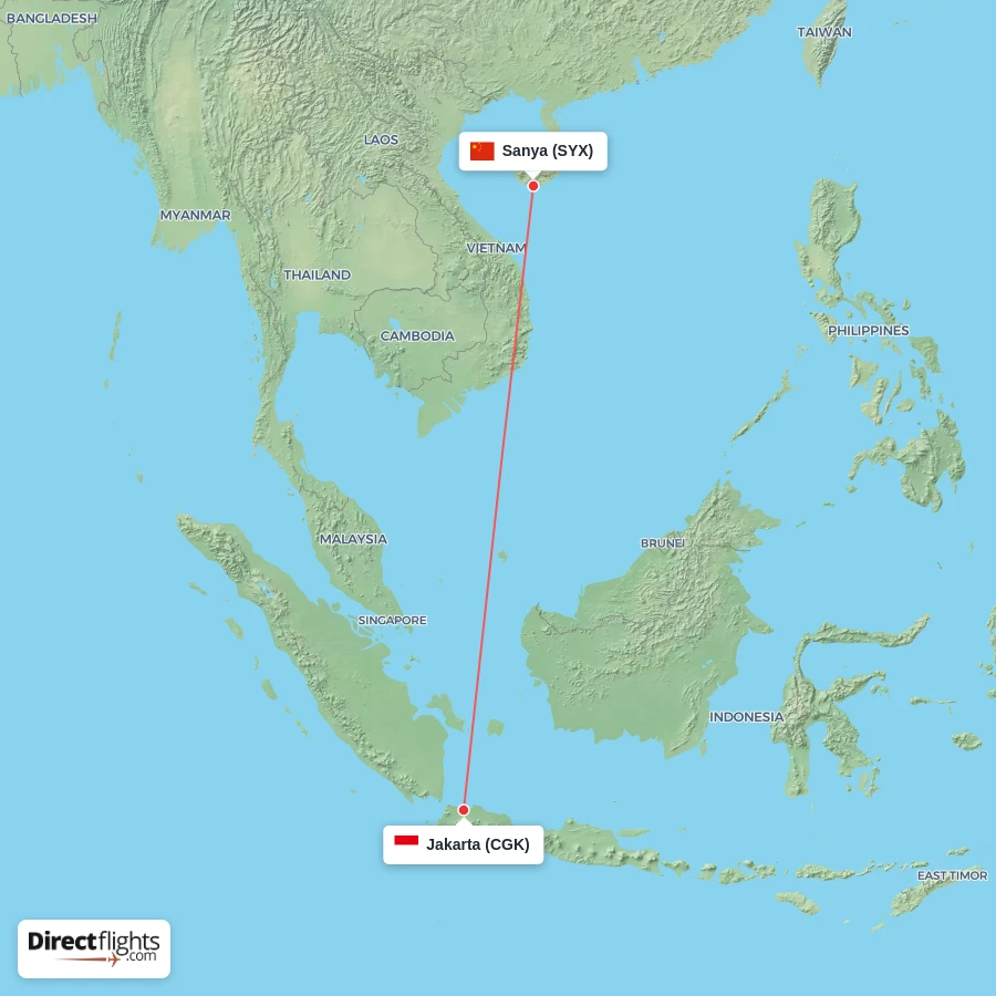 SYX - CGK route map