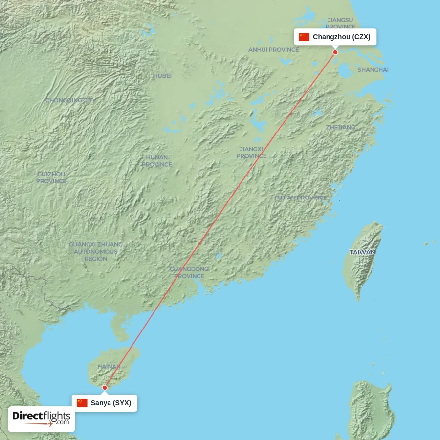 SYX - CZX route map