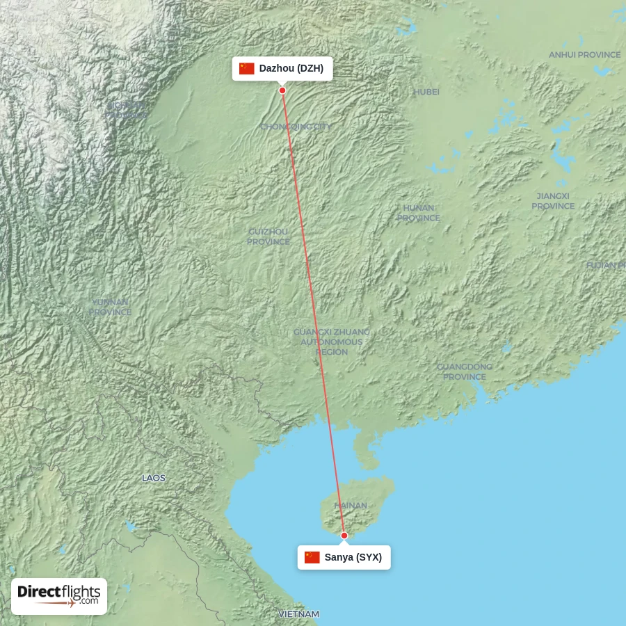 SYX - DZH route map
