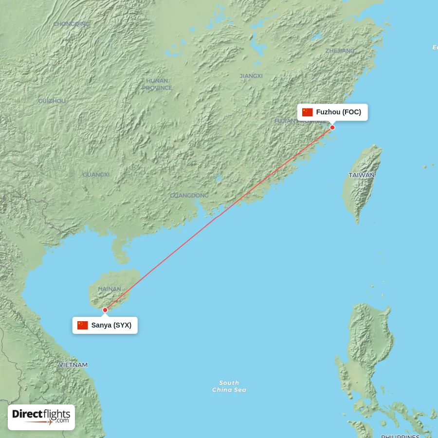SYX - FOC route map