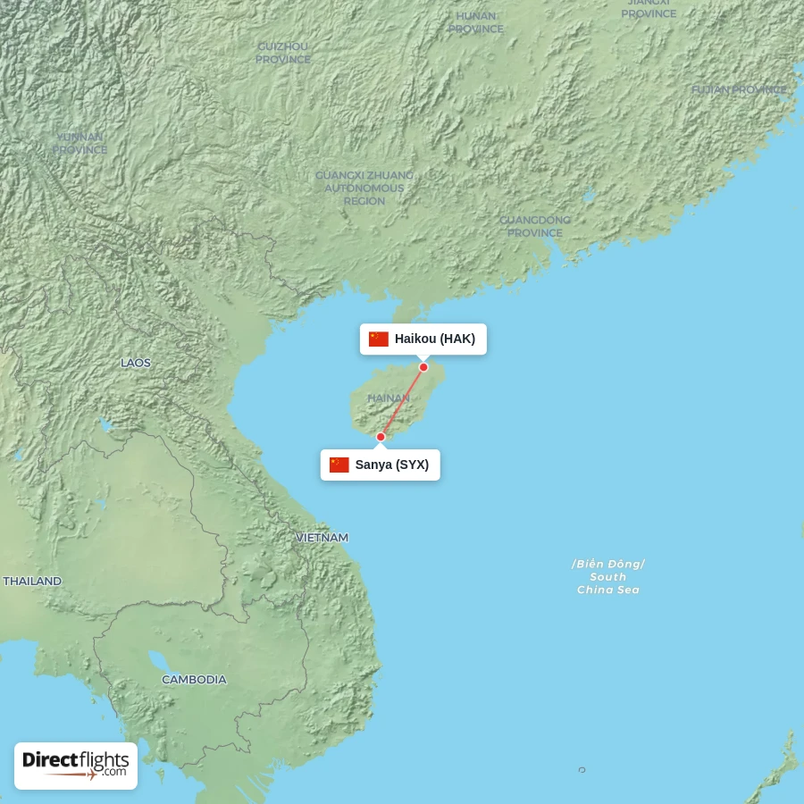 SYX - HAK route map