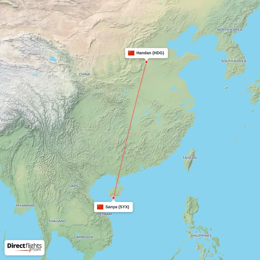 SYX - HDG route map