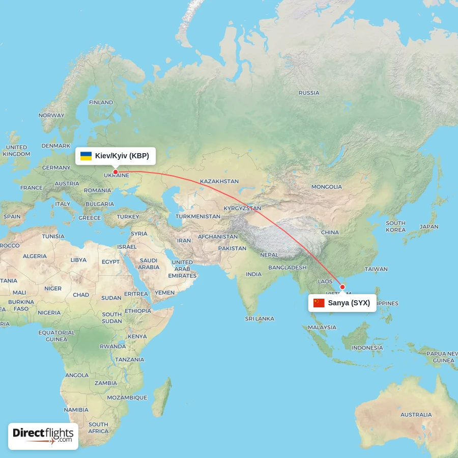 SYX - KBP route map