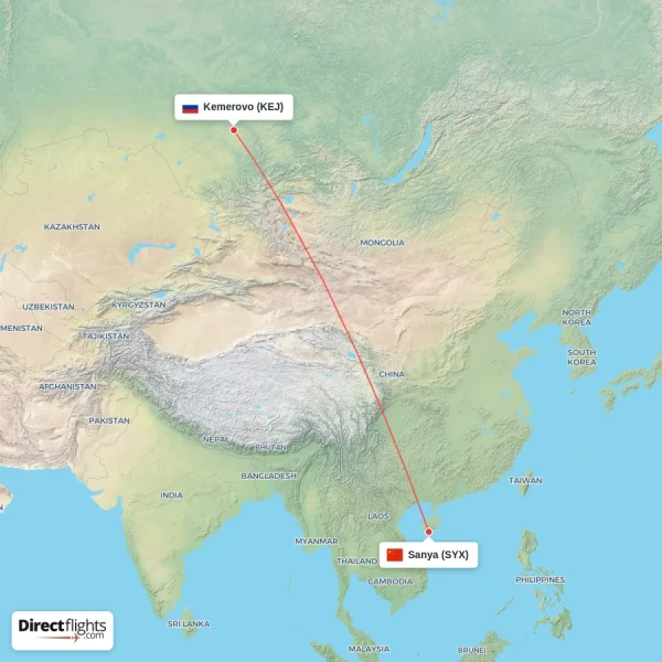 Sanya - Kemerovo direct flight map