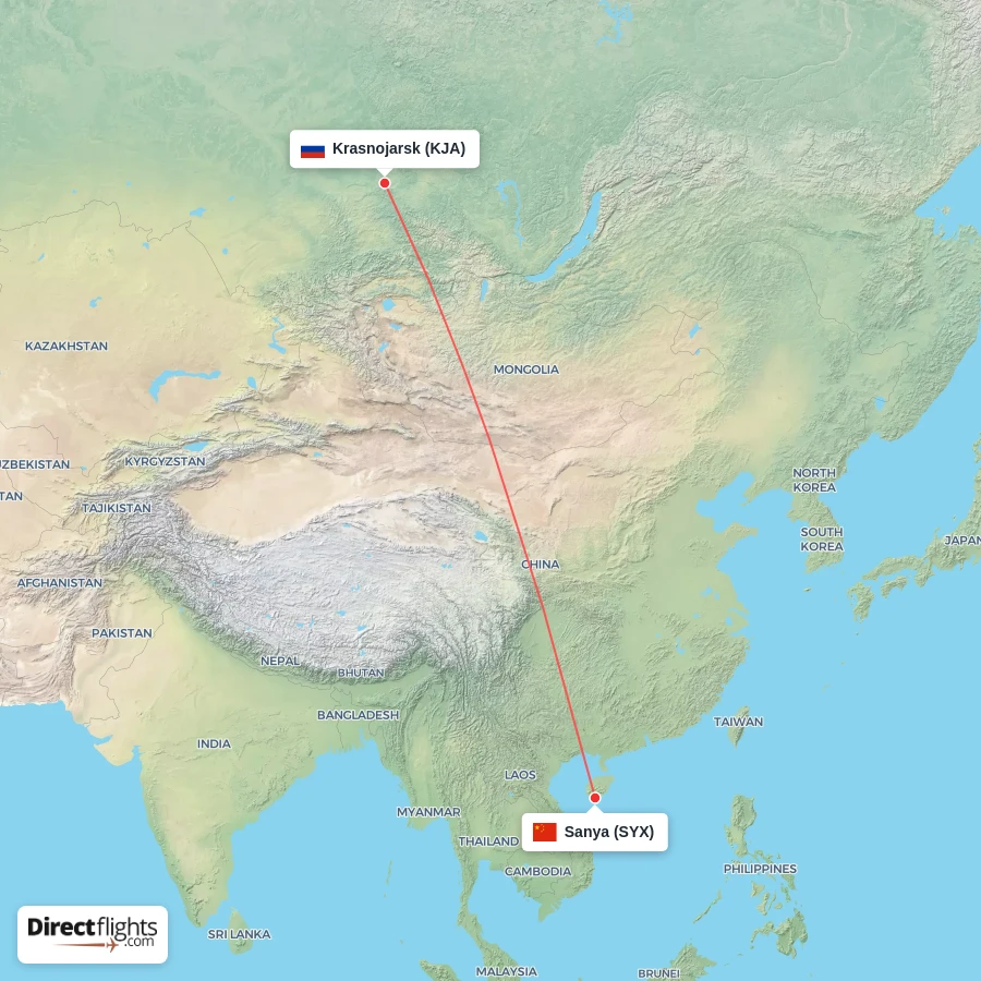 SYX - KJA route map