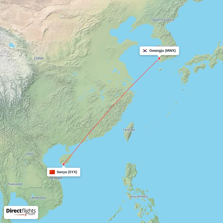 SYX - MWX route map