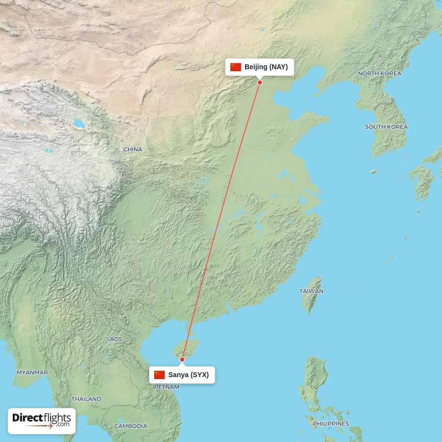 SYX - NAY route map