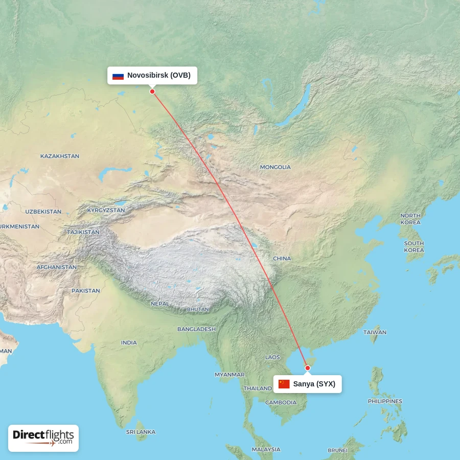 SYX - OVB route map