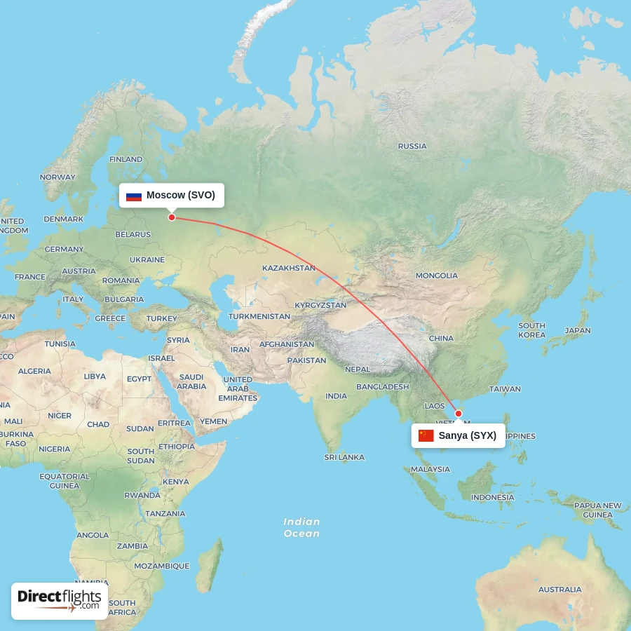 SYX - SVO route map