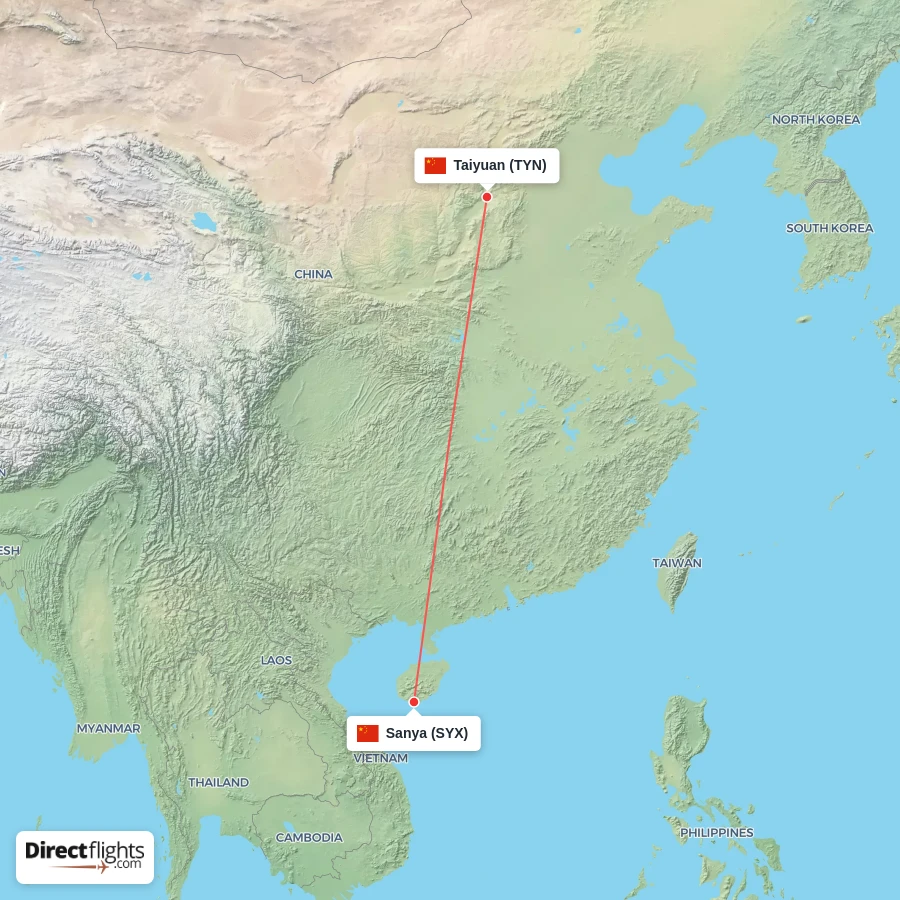 SYX - TYN route map