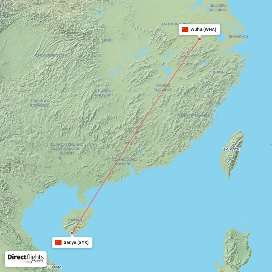 SYX - WHA route map