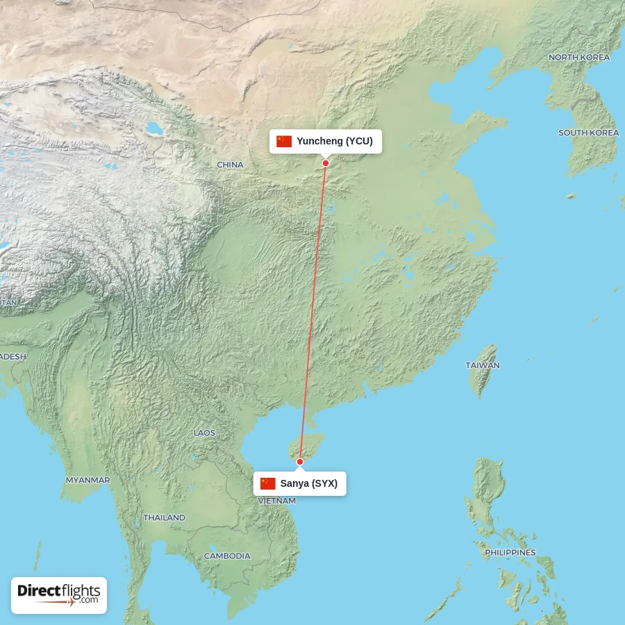 SYX - YCU route map