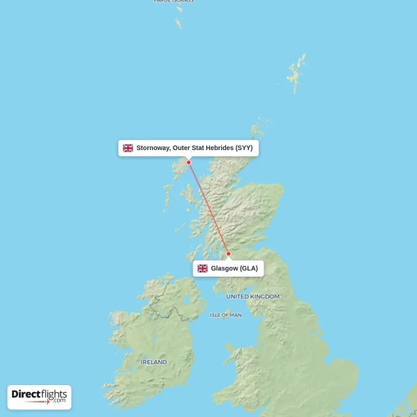 Stornoway, Outer Stat Hebrides - Glasgow direct flight map
