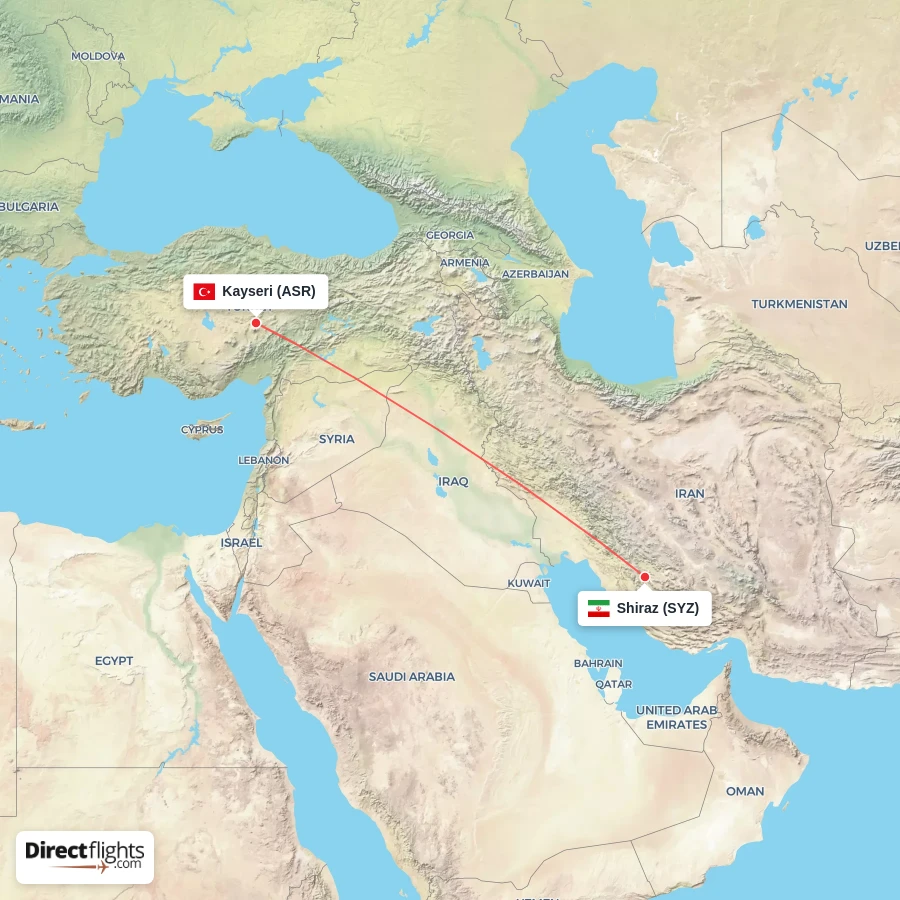 SYZ - ASR route map