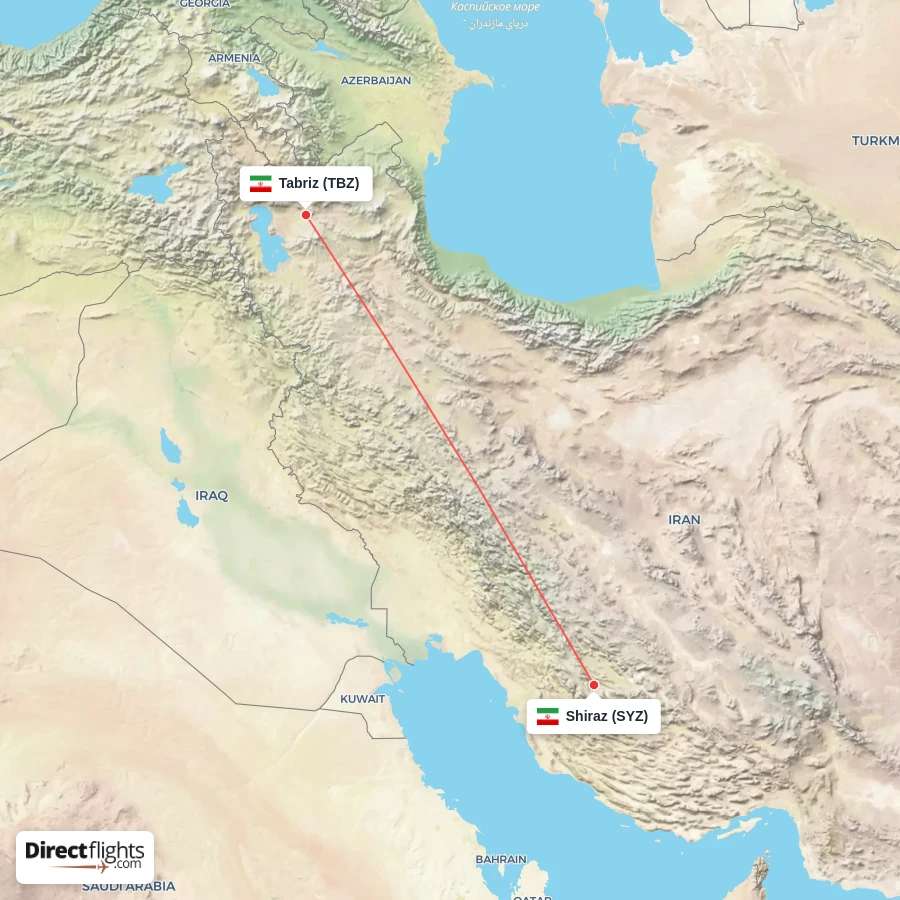 SYZ - TBZ route map