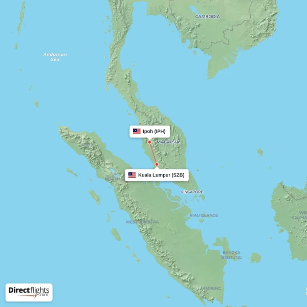 Kuala Lumpur - Ipoh direct flight map