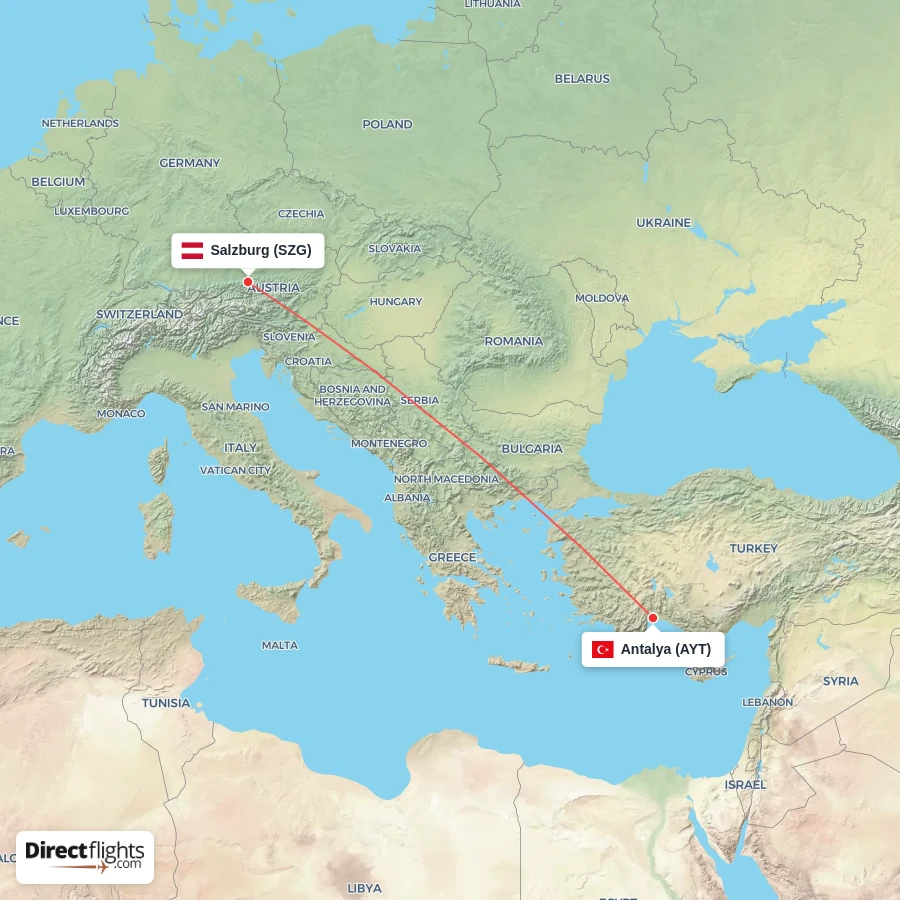 SZG - AYT route map
