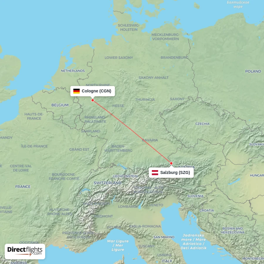 SZG - CGN route map