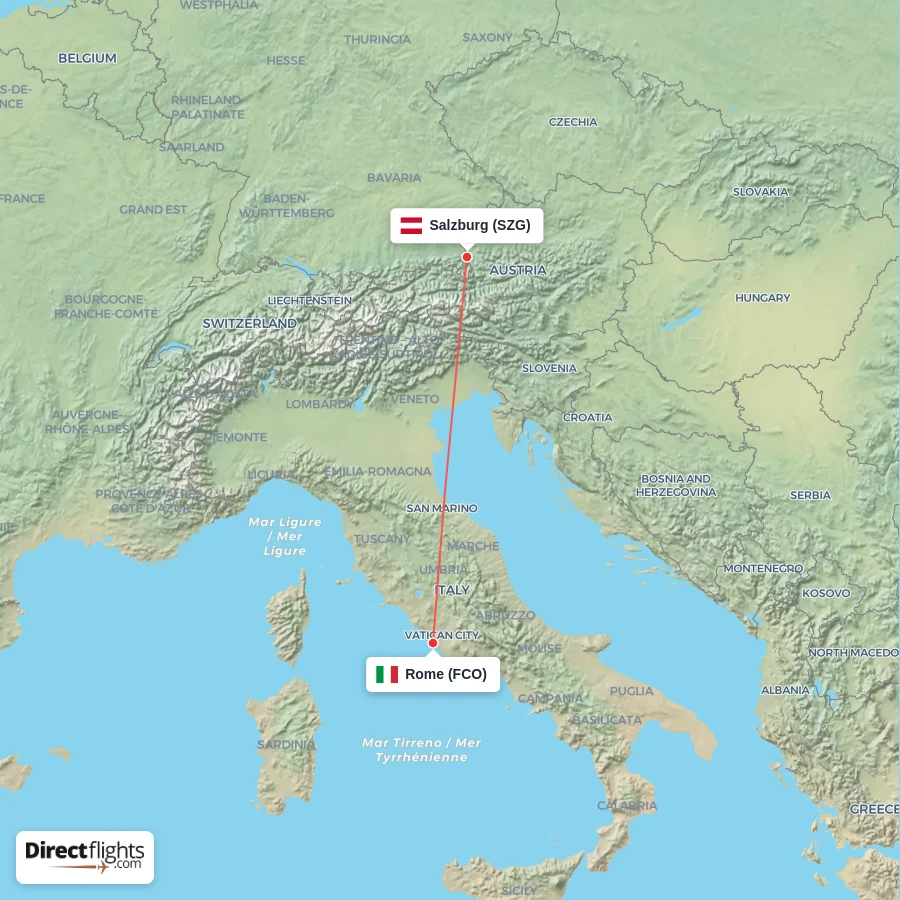 SZG - FCO route map