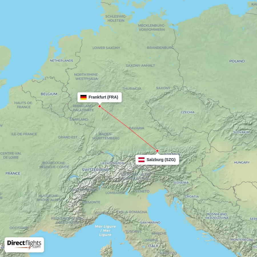 SZG - FRA route map