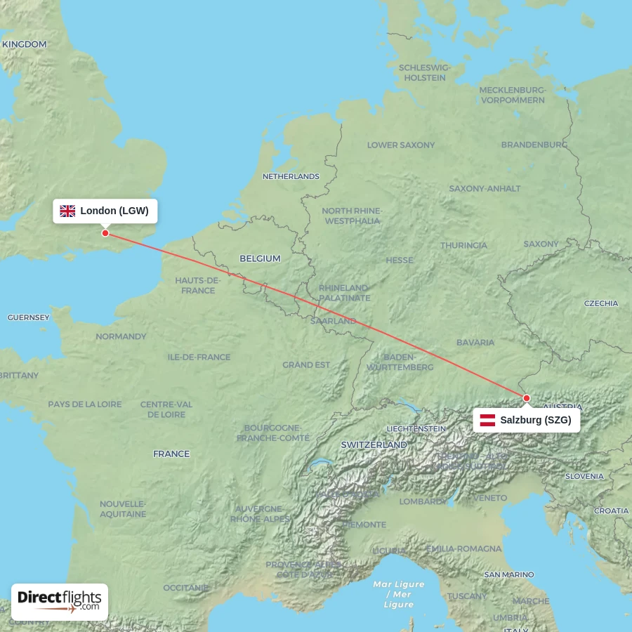 SZG - LGW route map