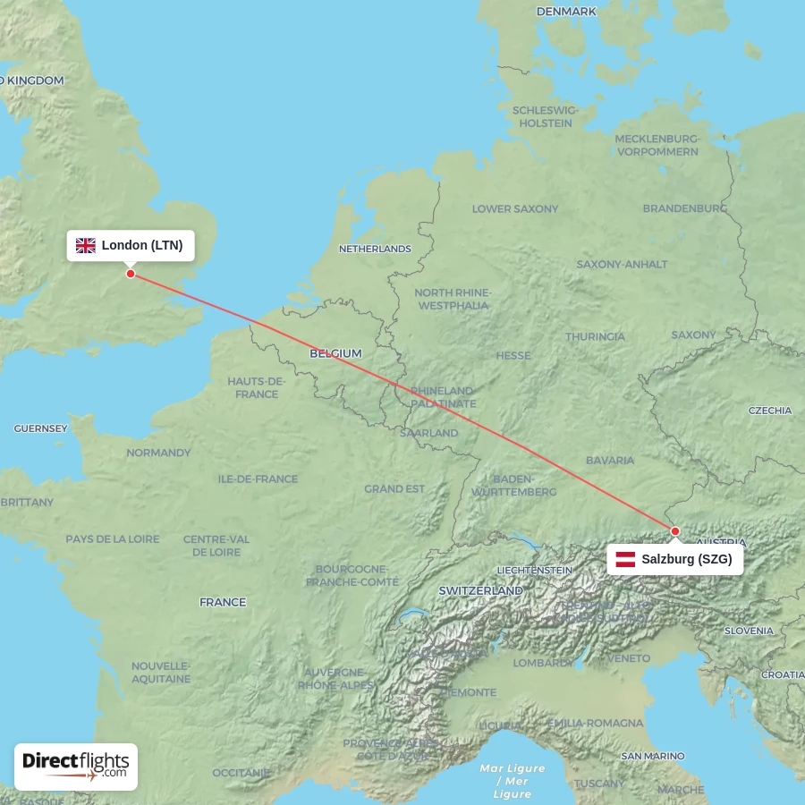 SZG - LTN route map