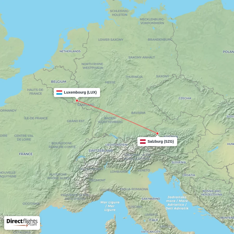 SZG - LUX route map