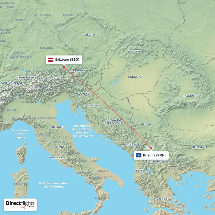 SZG - PRN route map