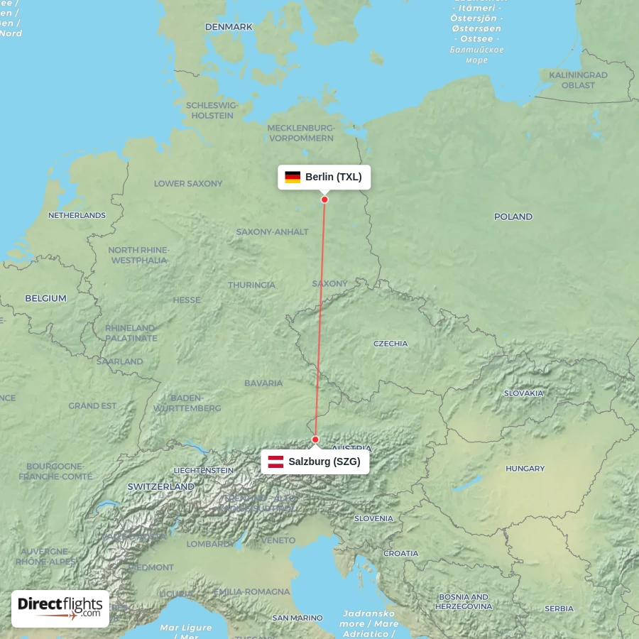 SZG - TXL route map