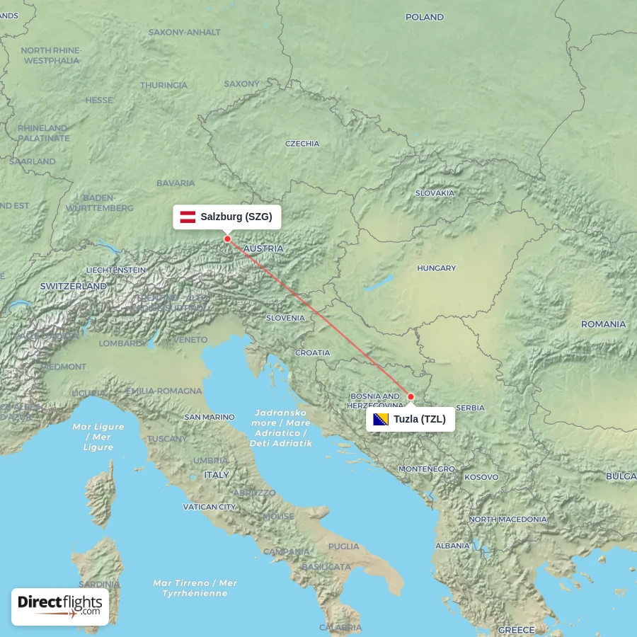 SZG - TZL route map