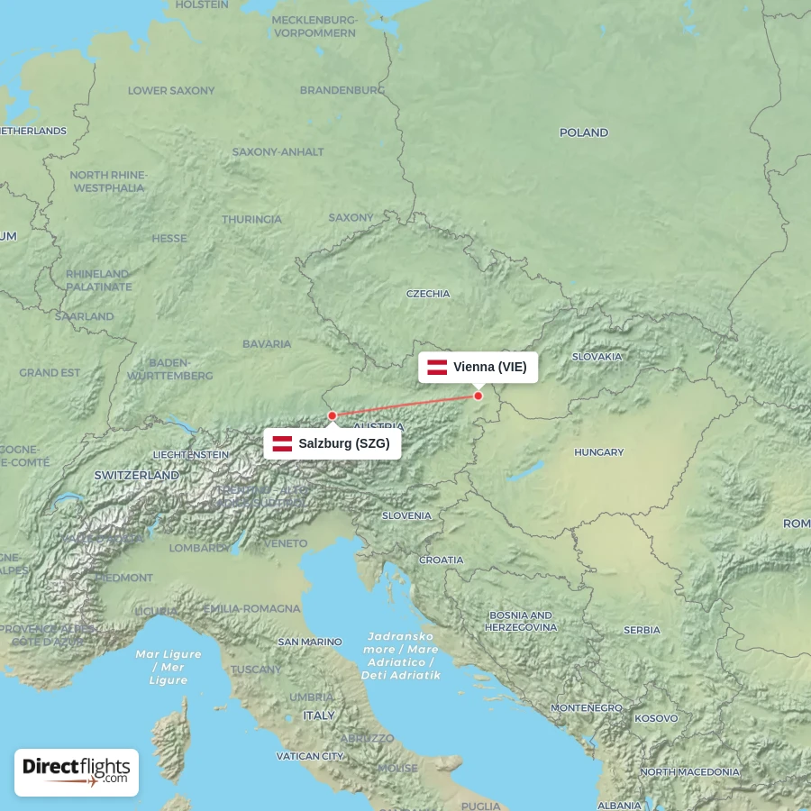 SZG - VIE route map