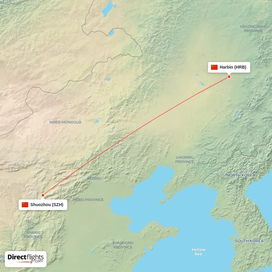 SZH - HRB route map