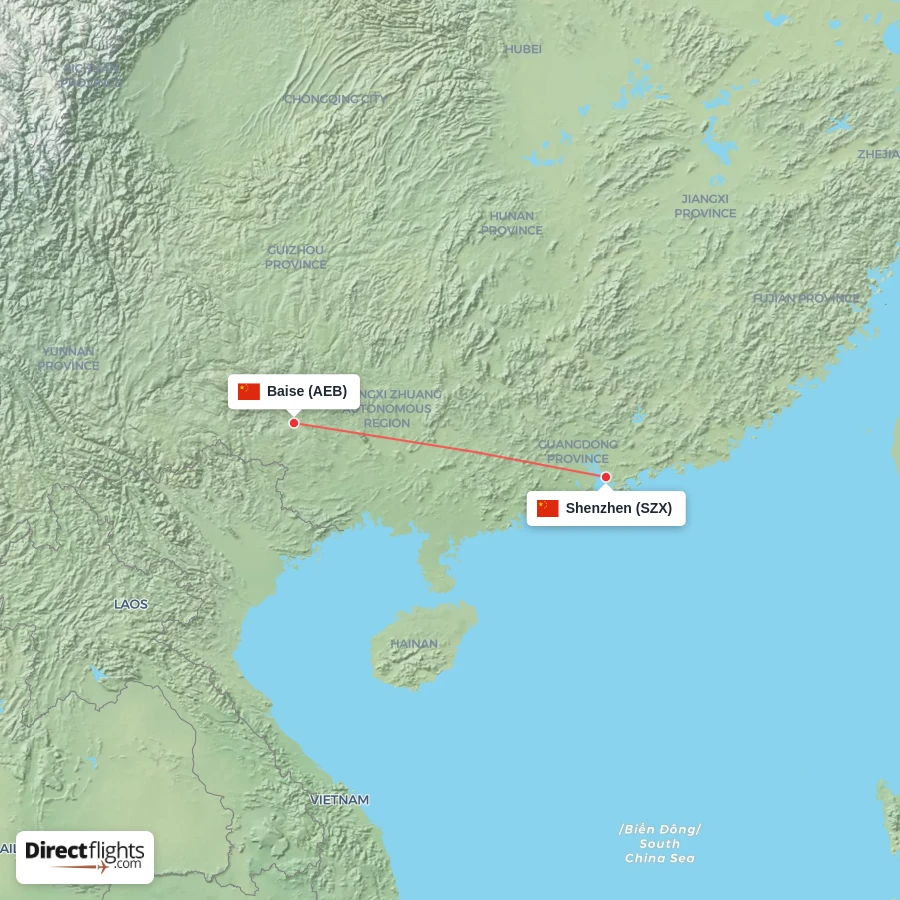 SZX - AEB route map