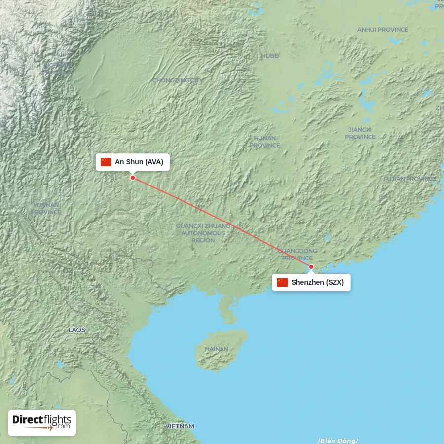 SZX - AVA route map