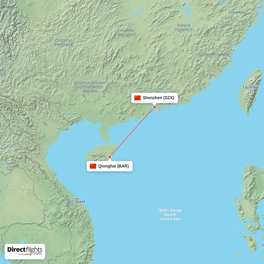 SZX - BAR route map