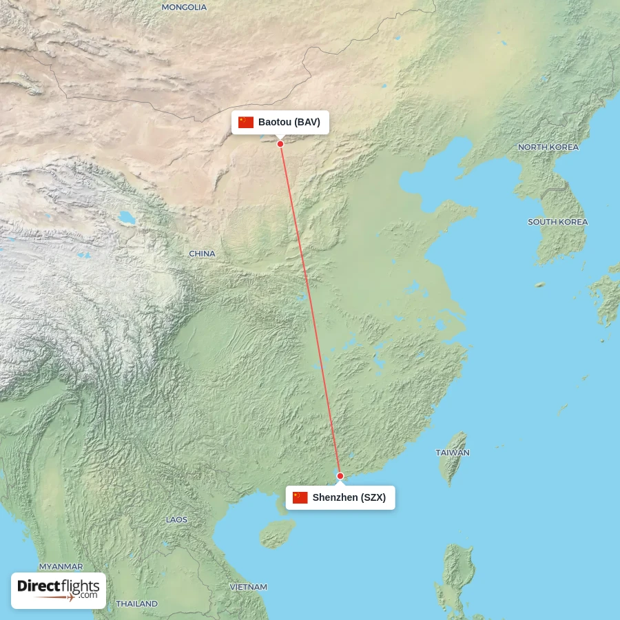 SZX - BAV route map