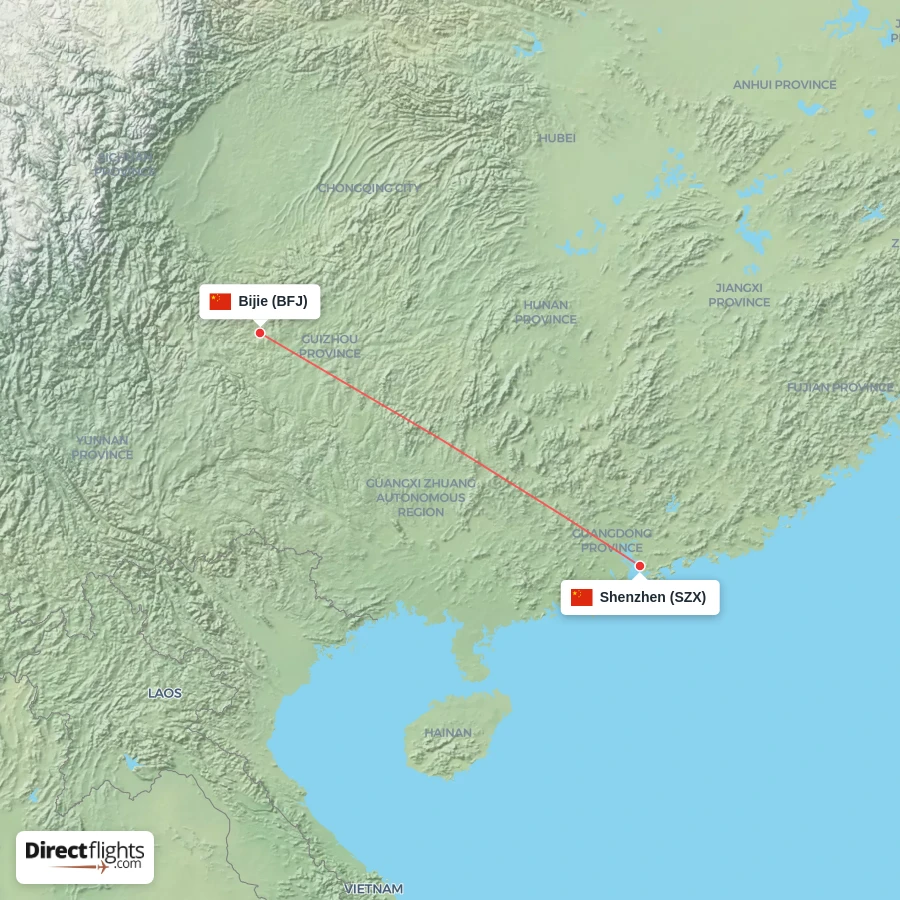 SZX - BFJ route map