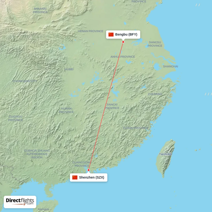 SZX - BFY route map