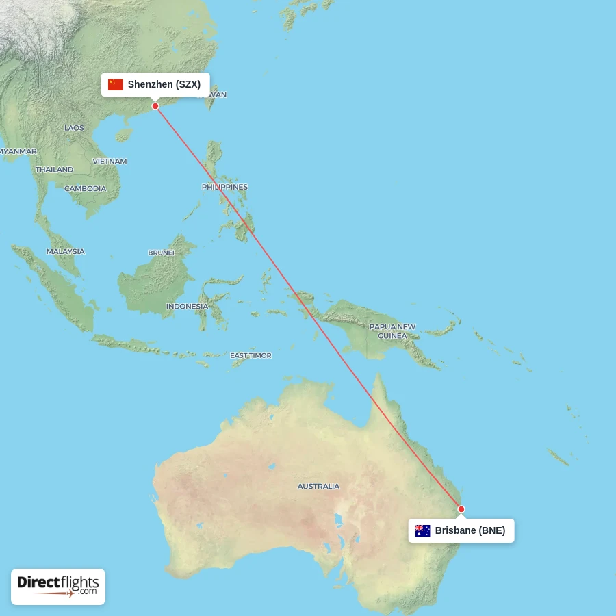 SZX - BNE route map